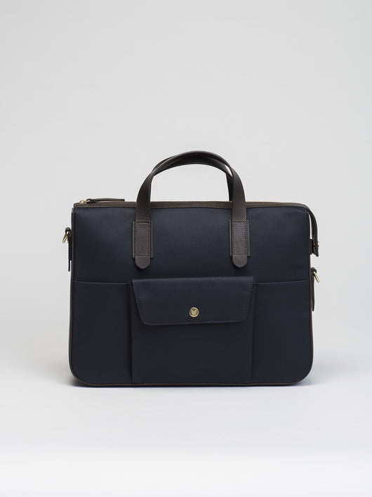 M/S Briefcase, Navy/Dark Brown