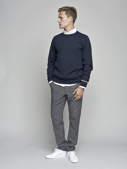 Crew Neck Knit, Navy