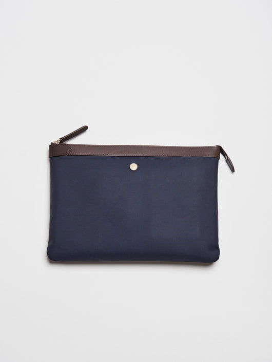M/S Pouch Large, Navy/Dark Brown
